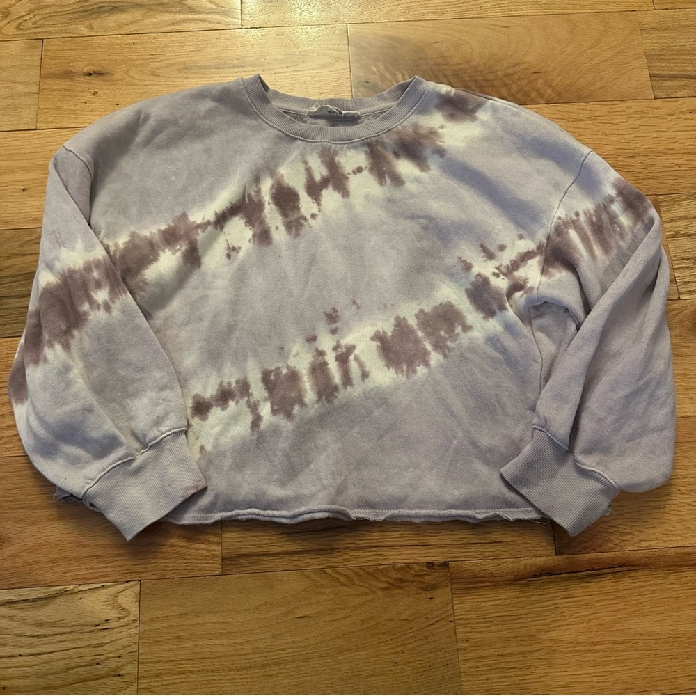Hippie Rose Lavender and Cream Tie-Dye Cropped Sweatshirt